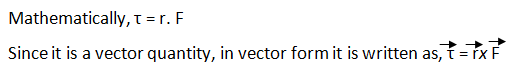 mathematical expression of moment of force