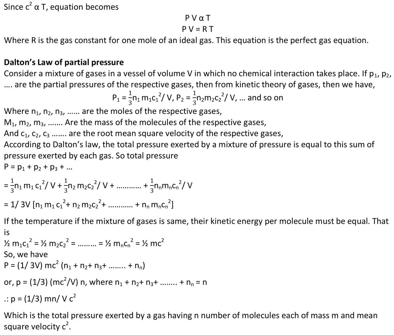 Dalton's law of partial pressure